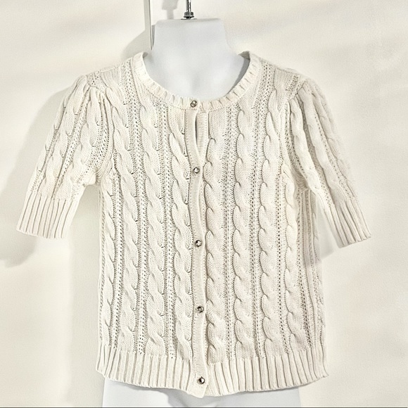 Girl’s Old Navy Jeweled Button Cable Knit Cardigan Size XS 4/5 - Picture 2 of 10